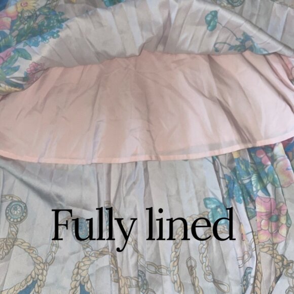 Dalia MacPhee Multicolor Pleated Floral & Chain Print Dress Fully Lined Small - Picture 7 of 10